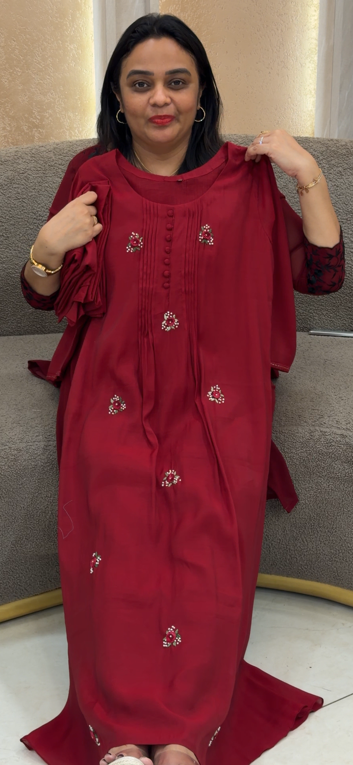 MUL CHANDERI ALINE TOP, BOTTOM AND DUPATTA - NUWA - 1169