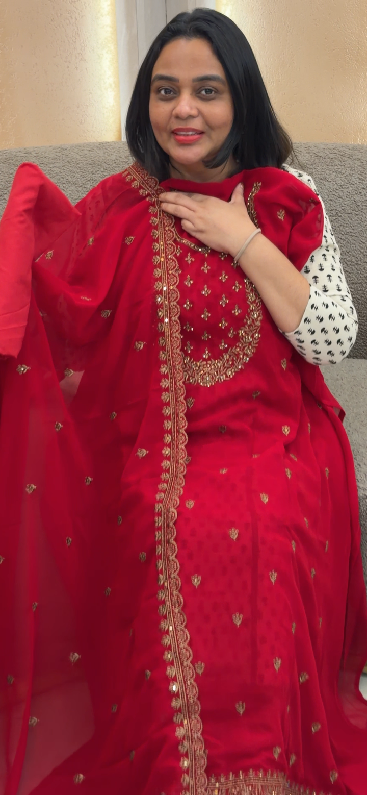 FAUX GEORGETTE UNETITCHED SALWAR SUITS - NUWA - 1057