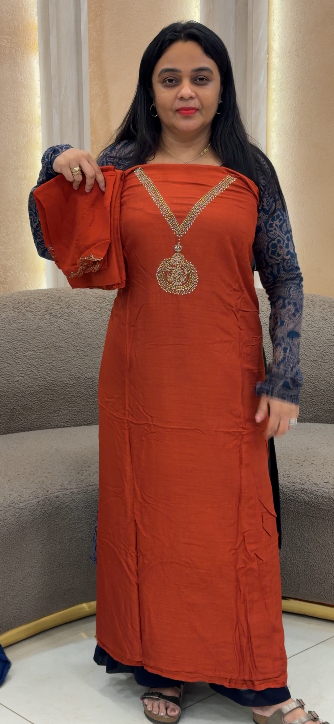 OFFER SALE HAND WORKED DOLA SILK UNSTITCHED SALWAR SUITS - 2407