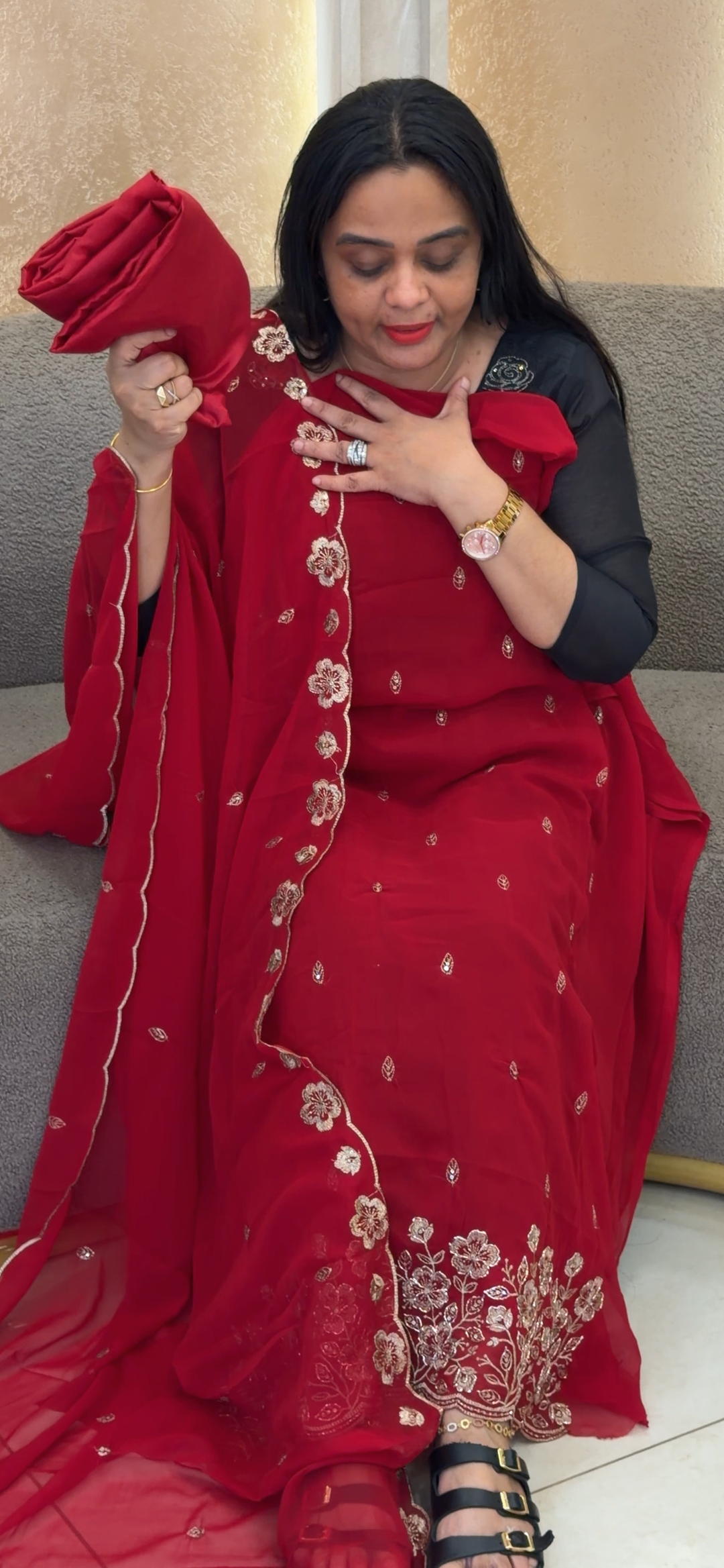 HAND WORKED UNSTITCHED SALWAR SUITS - NUWA - 2133