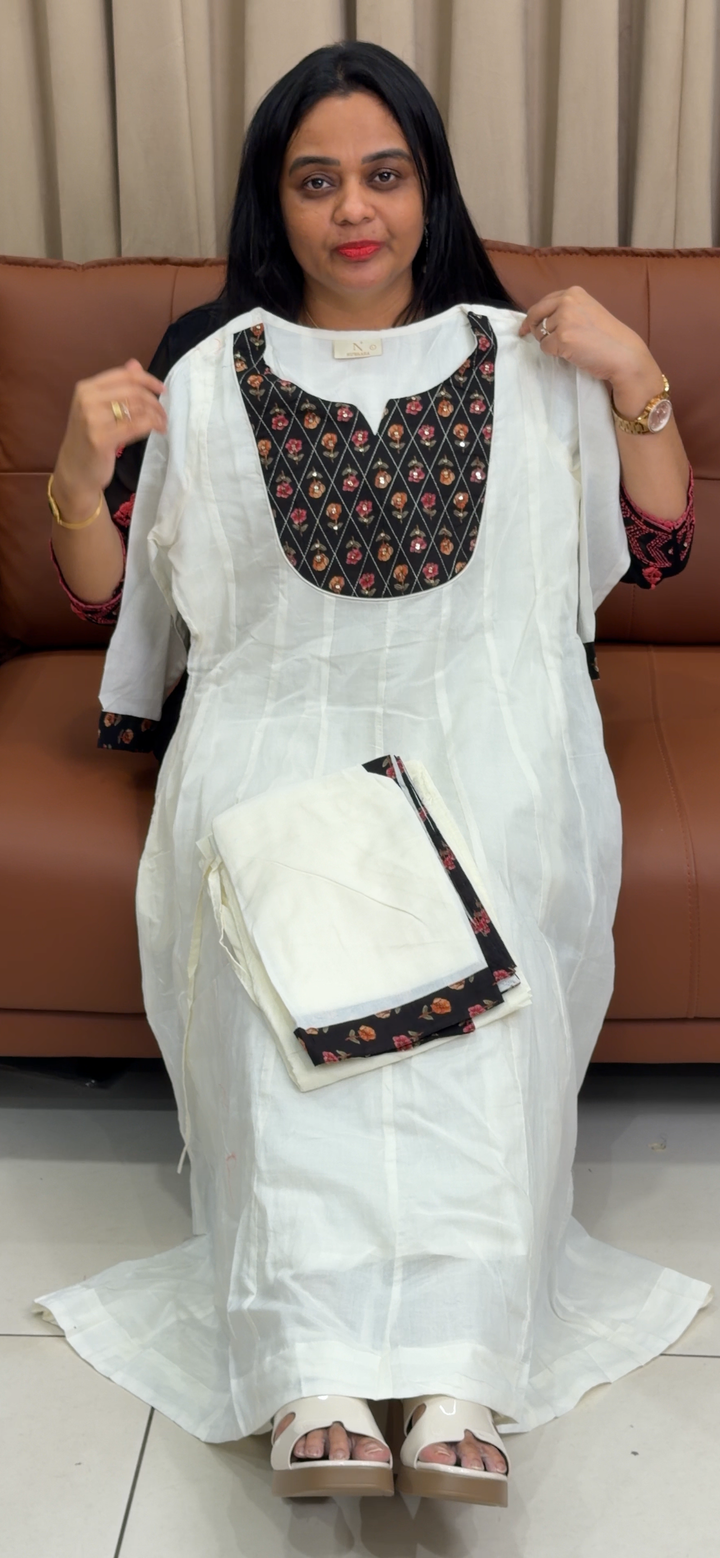 COTTON ANARKALI TOP, BOTTOM AND DUPATTA - NUWA - 2229