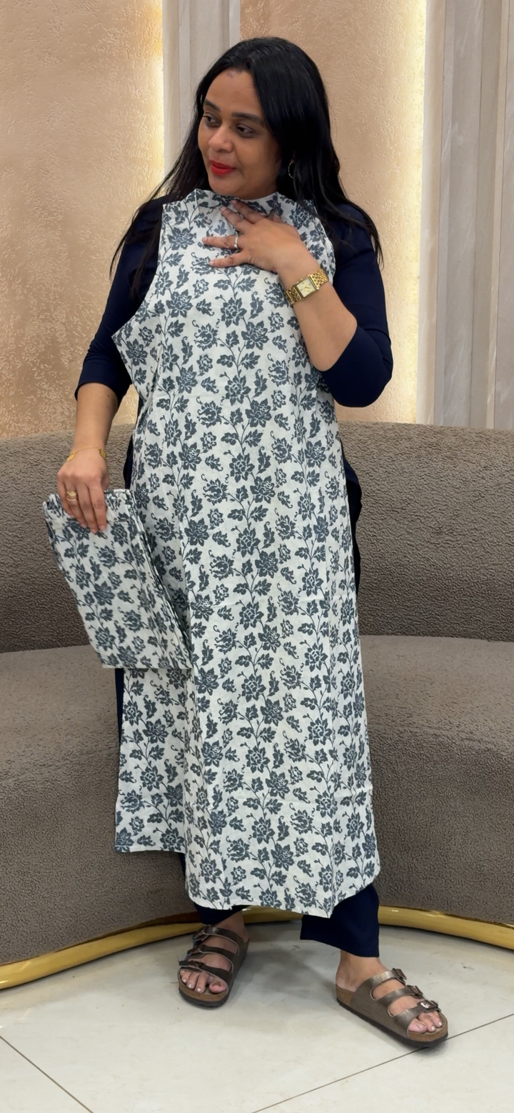OFFER SALE AJRAKSH PRINTED SLEEVELESS TOP AND BOTTOM - NUWA - 2432