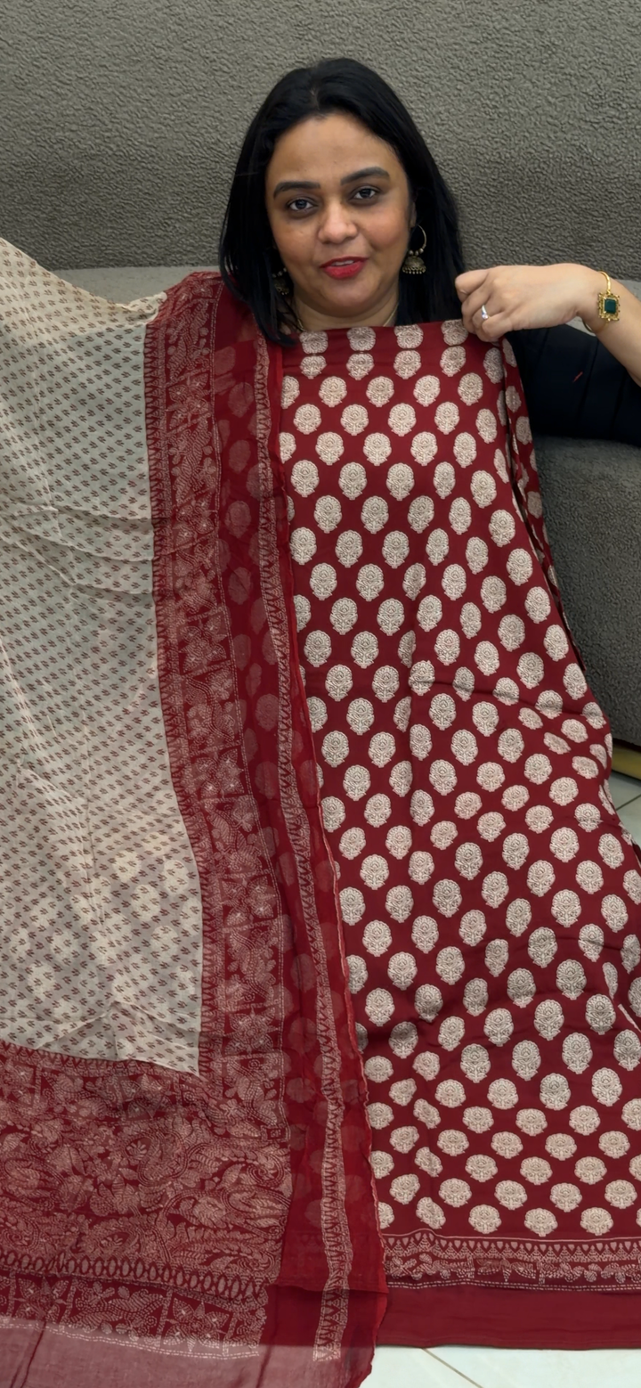 PRINTED UNSTITCHED SALWAR SUITS - IHA 1479