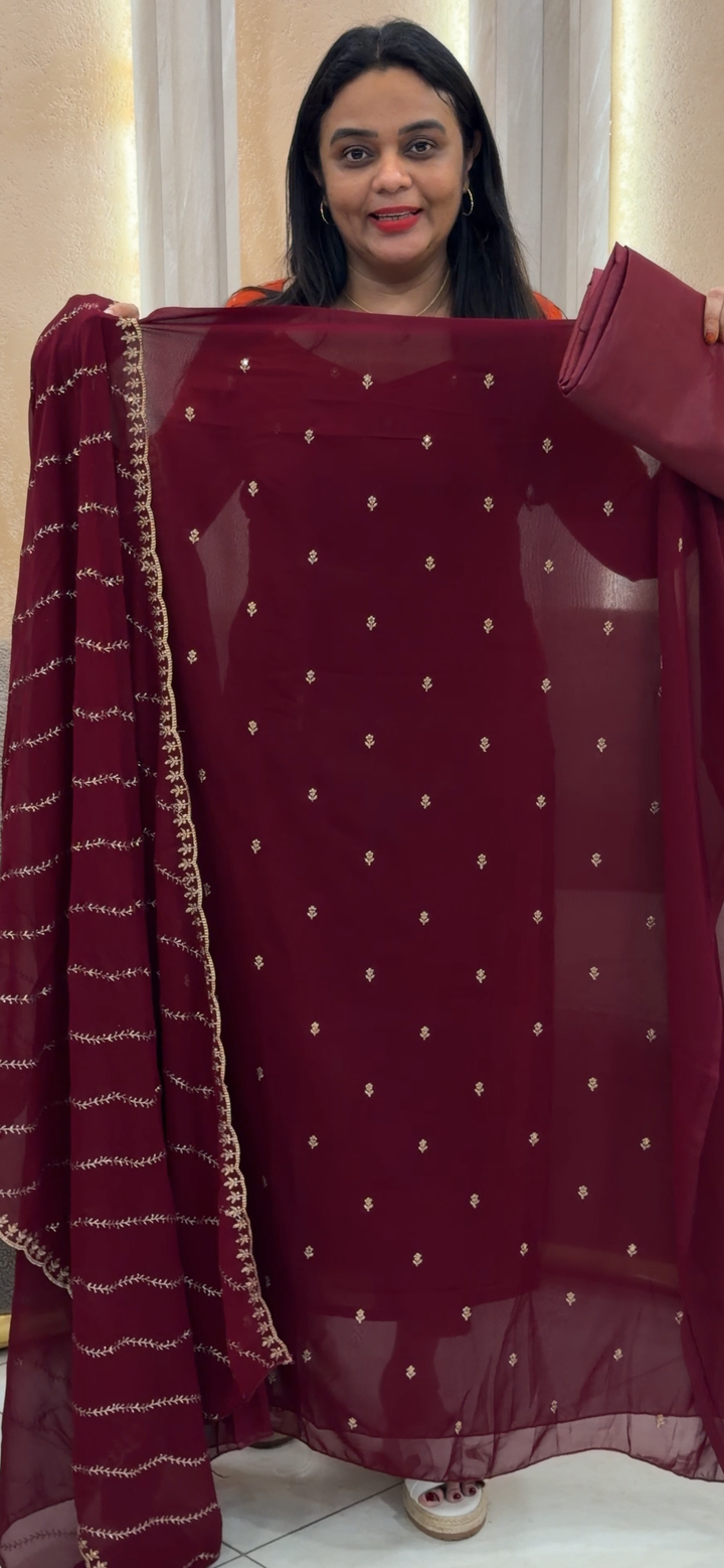 FAUX GEORGETTE UNSTITCHED SALWAR SUITS - NUWA - 1296