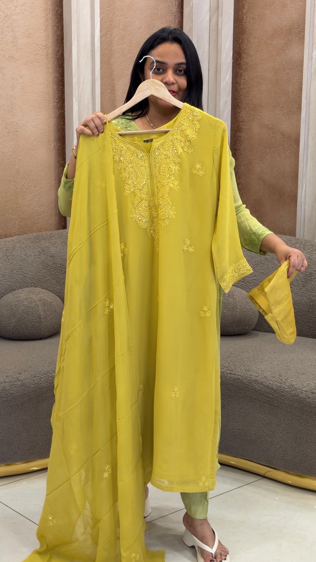 GEORGETTE LUCKNOWI TOP, BOTTOM AND DUPATTA - NUWA-1062