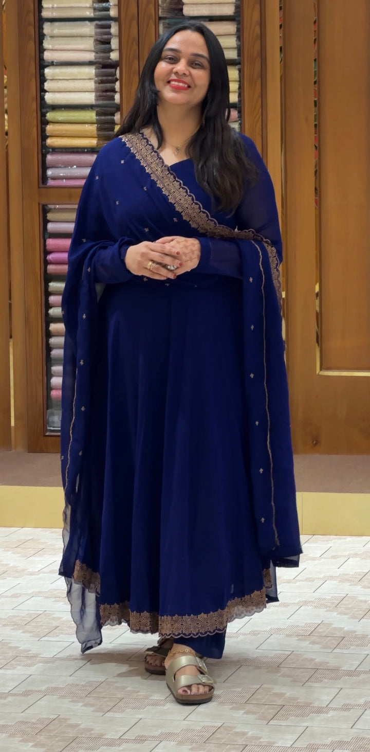 FAUX GEORGETTE ANARKALI TOP AND DUPATTA - NUWA-781