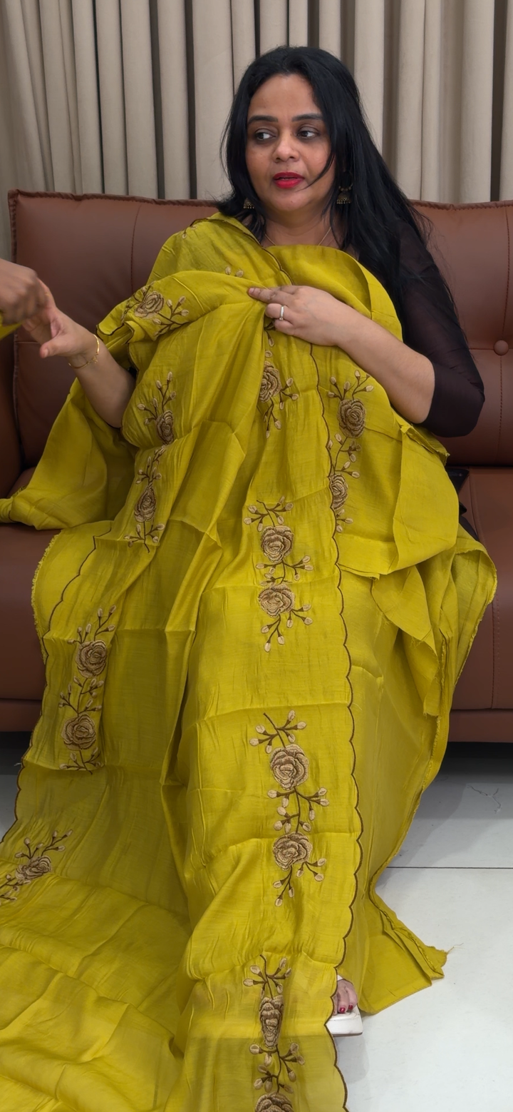 MALAI CHANDERI UNSTITCHED SALWAR SUITS - NUWA - 1807