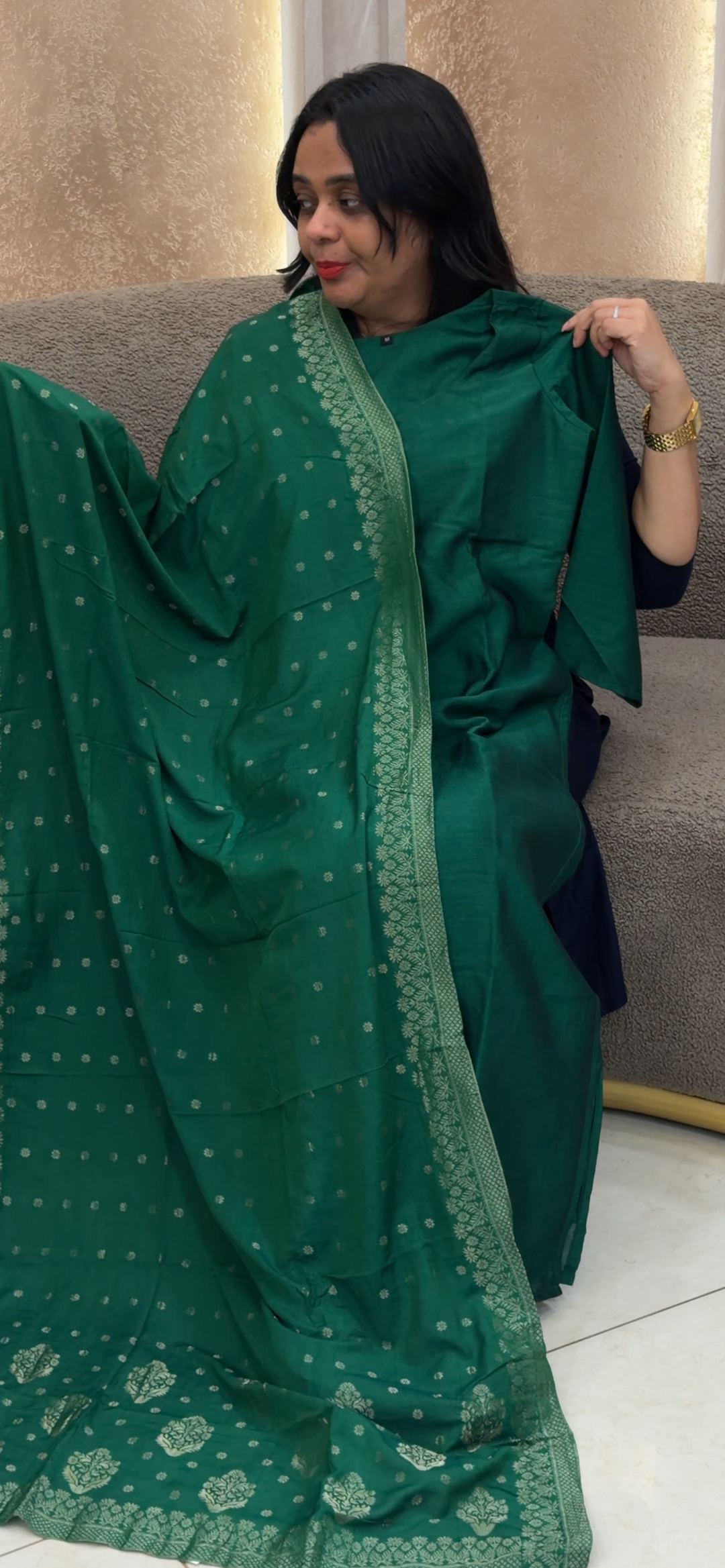 SEMI RAW SILK TOP, BOTTOM AND DUPATTA - NUWA - 2425