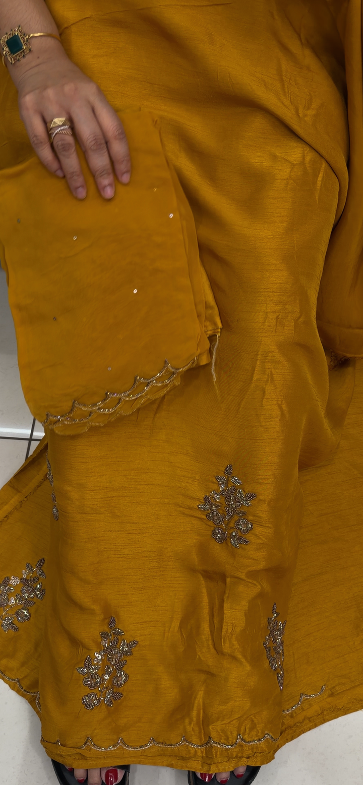 HAND WORKED UNSTITCHED SALWAR SUITS - NUWA - 1817