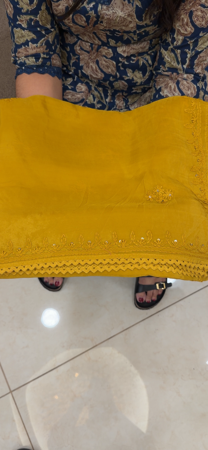 VISCOSE CRAPE CHIKANKARI SAREES - NUWA - 1623
