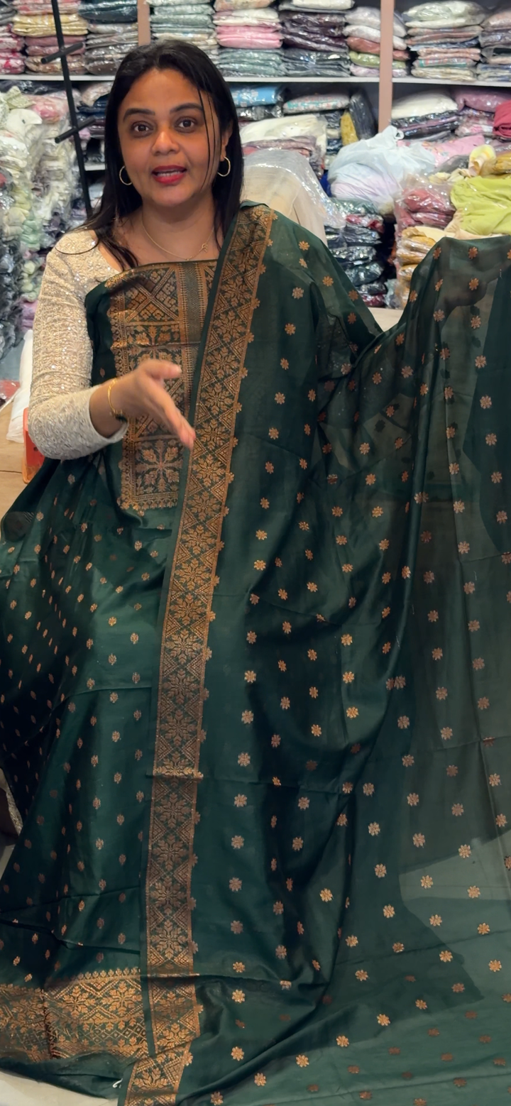 BANARASI TUSSUR UNSTITCHED SALWAR SUITS - NUWA - 1737
