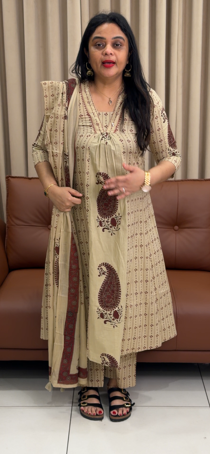 COTTON TOP, BOTTOM AND DUPATTA - NUWA - 1696