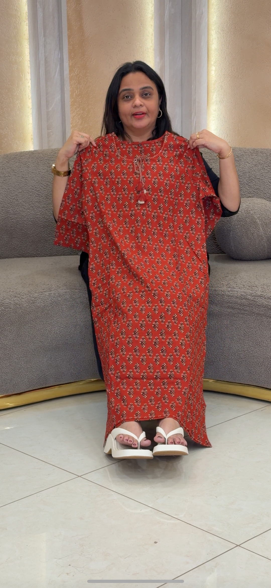 COTTON PRINTED SLITTED TOPS -NUWA-166