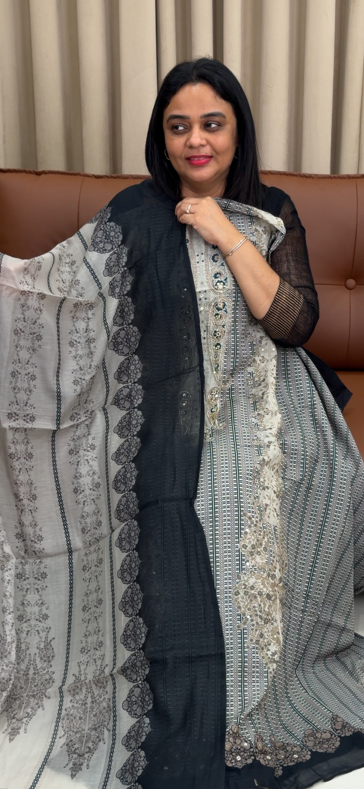 MUSLIN UNSTITCHED SALWRA SUITS - NUWA - 1592