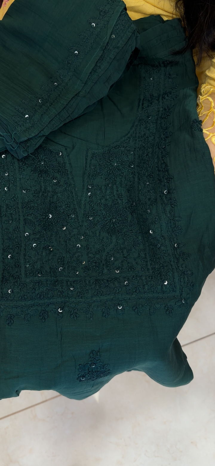 CHIKANKARI UNSTITCHED SALWAR SUITS - NUWA - 2338