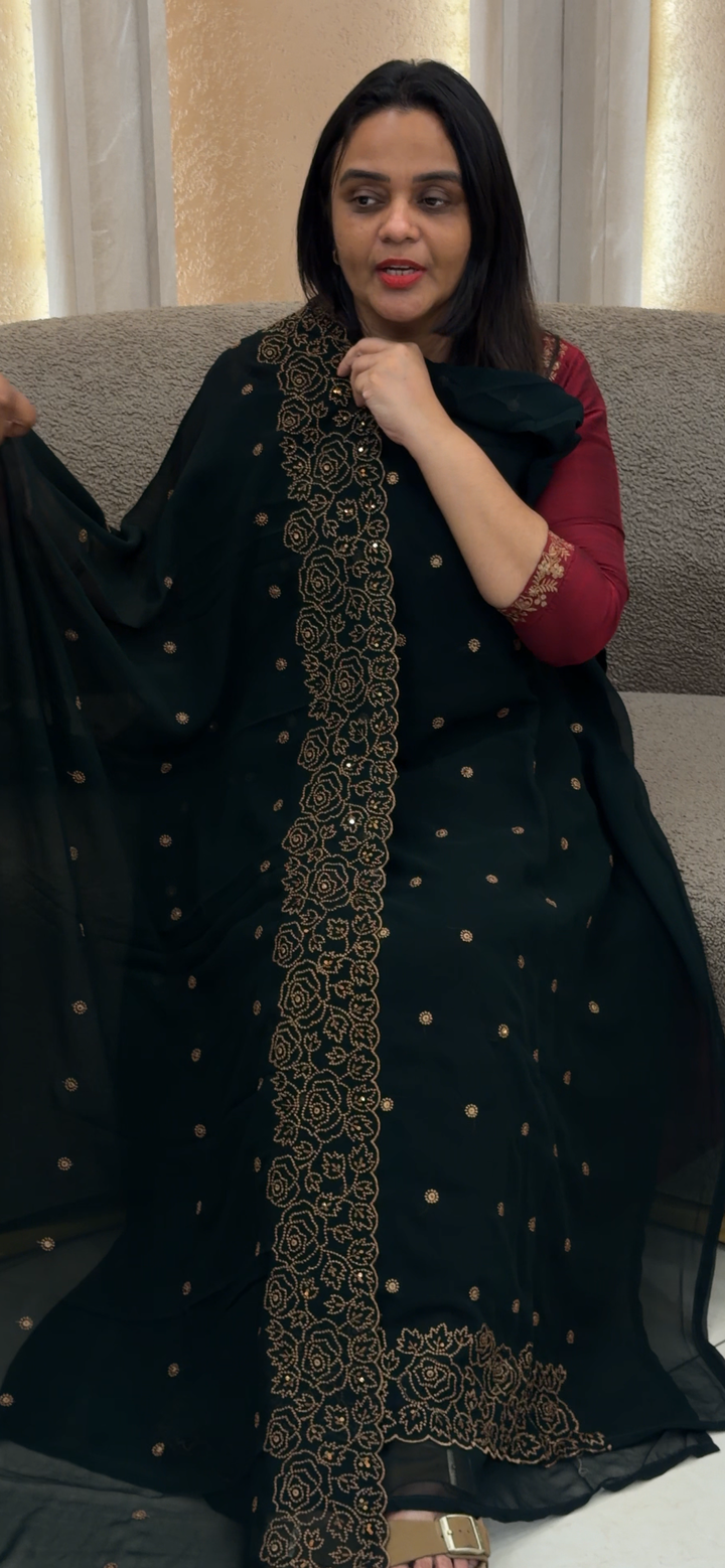 FAUX GEORGETTE UNSTITCHED SALWAR SUITS - NUWA - 1039