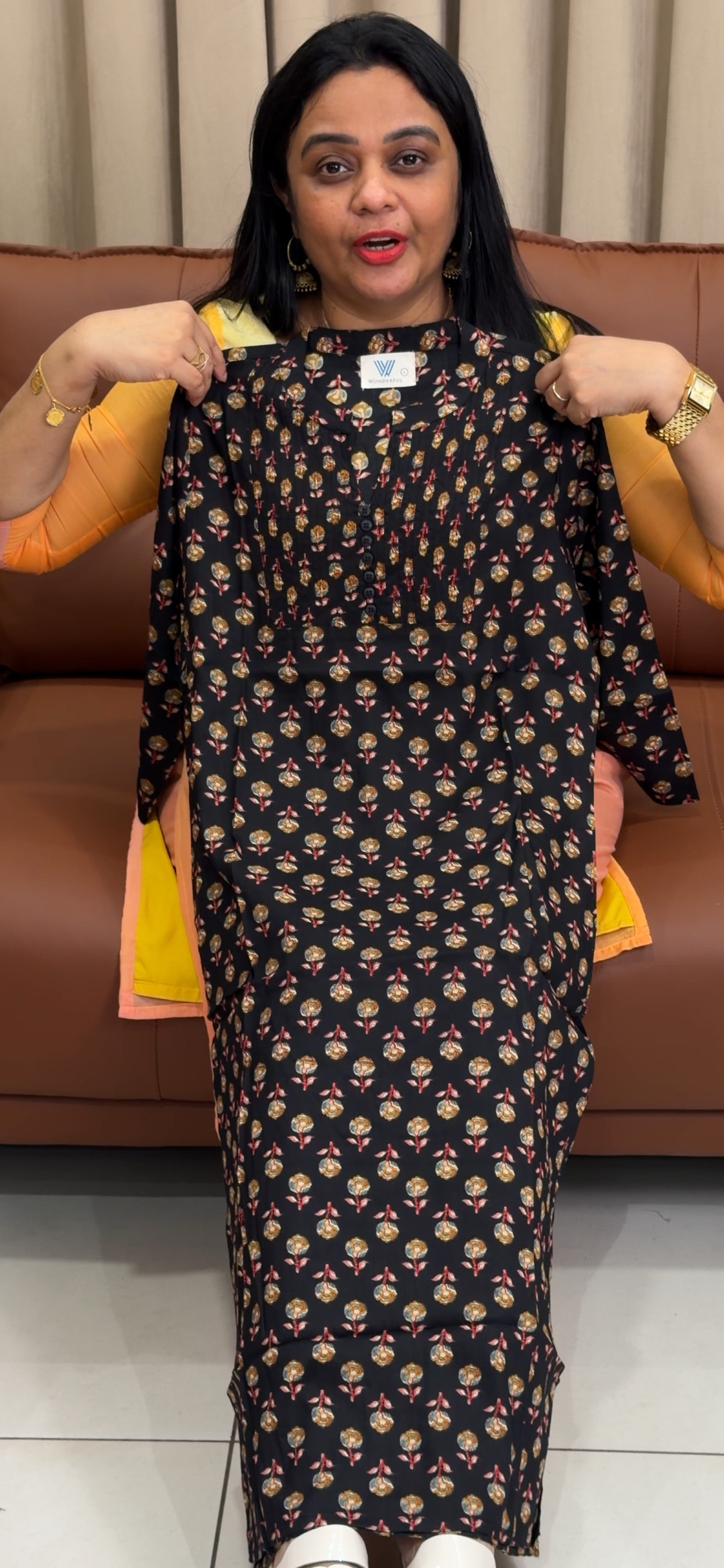 OFFER SALE AJRAKH PRINTED LONG SLITTED TOPS - NUWA - 2386