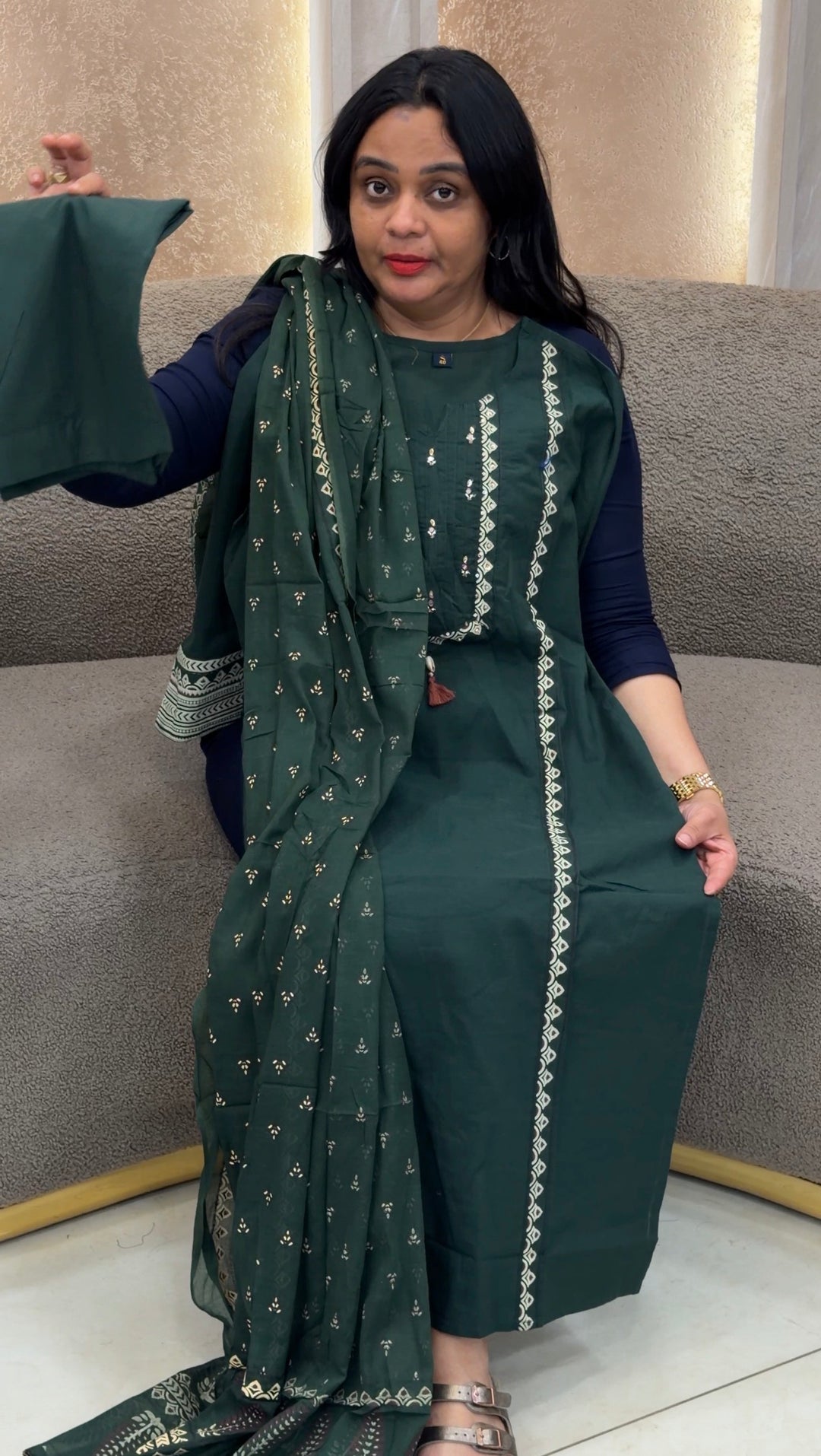 LONG SLITTED TOP, BOTTOM AND DUPATTA - NUWA - 2439