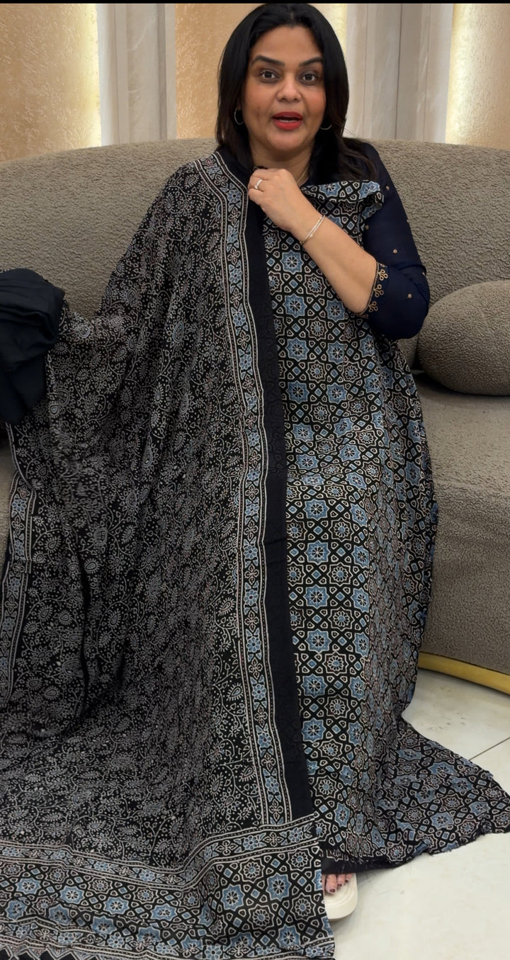 AJRAKH PRINTRED UNSTITCHED SALWAR SUITS - NUWA-653