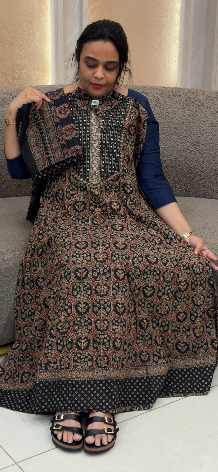 AJRAKH PRINTED TOP, BOTTOM AND DUPATTA - NUWA - 2048