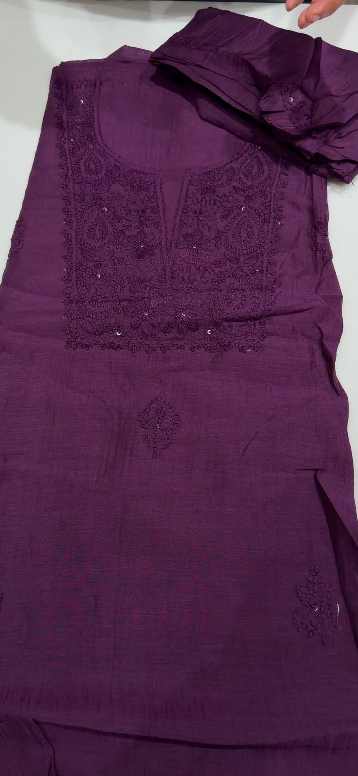 CHIKANKARI UNSTITCHED SALWAR SUITS - NUWA - 1743