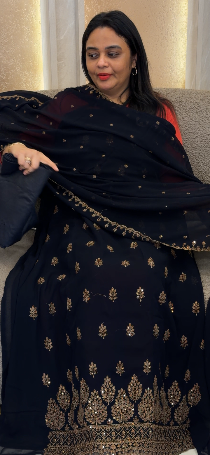 FAUX GEORGETTE UNSTITCHED SALWAR SUITS - NUWA - 1351