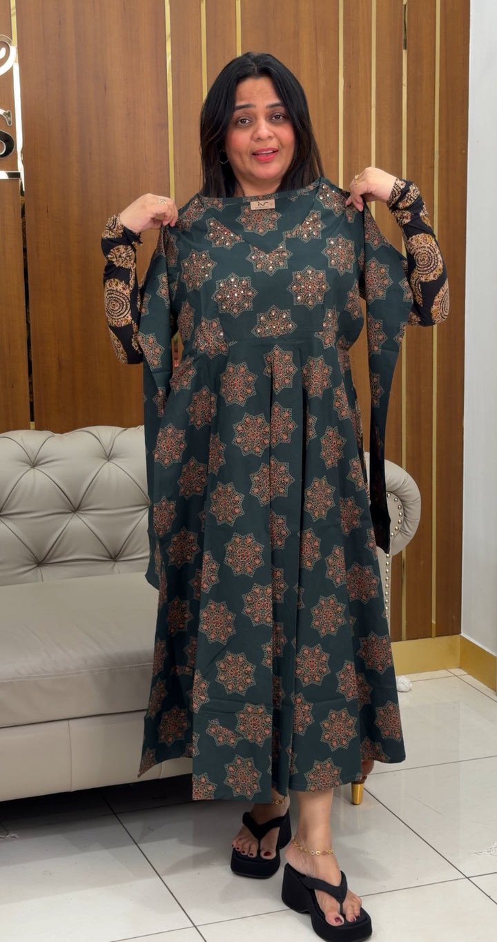 AJARKH PRINTED ANARKALI TOPS - NUWA-873