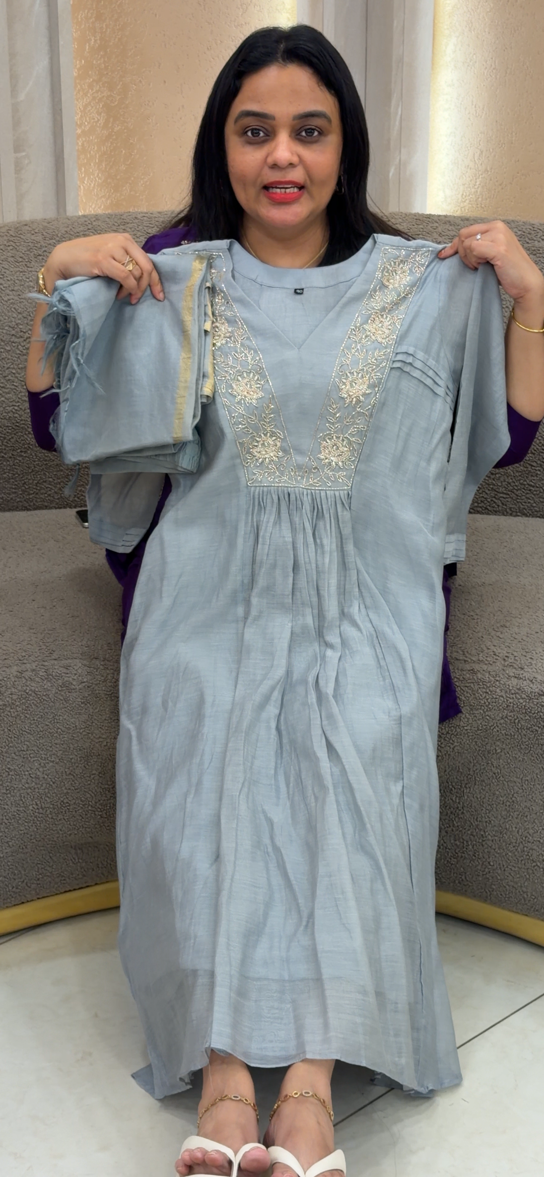 MUL CHANDERI TOP, BOTTOM AND DUPATTA - NUWA - 1407