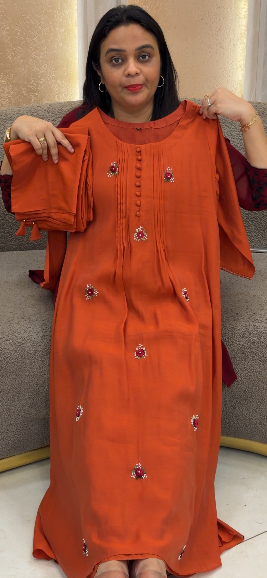 MUL CHANDERI ALINE TOP, BOTTOM AND DUPATTA - NUWA - 1169
