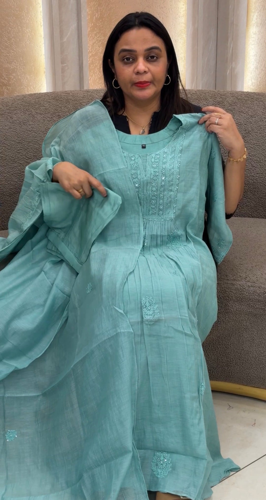 MALAI CHANDERI TOP,BOTTOM AND DUPATTA - NUWA-1097