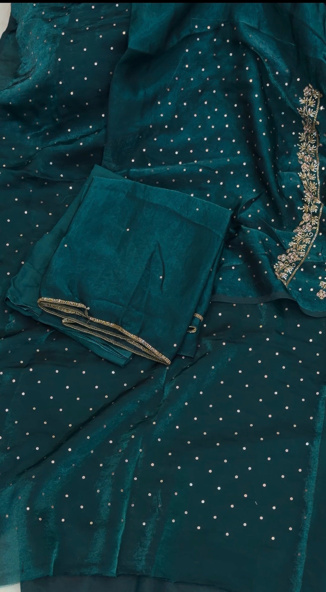 VELVET ORGANZA UNSTITCHED SALWAR SUITS - NUWA-1476