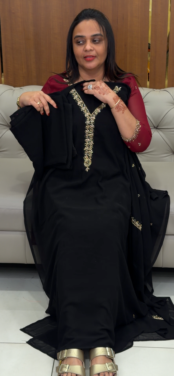 FAUX GEORGETTE UNSTITCHED SALWAR SUITS - NUWA - 637