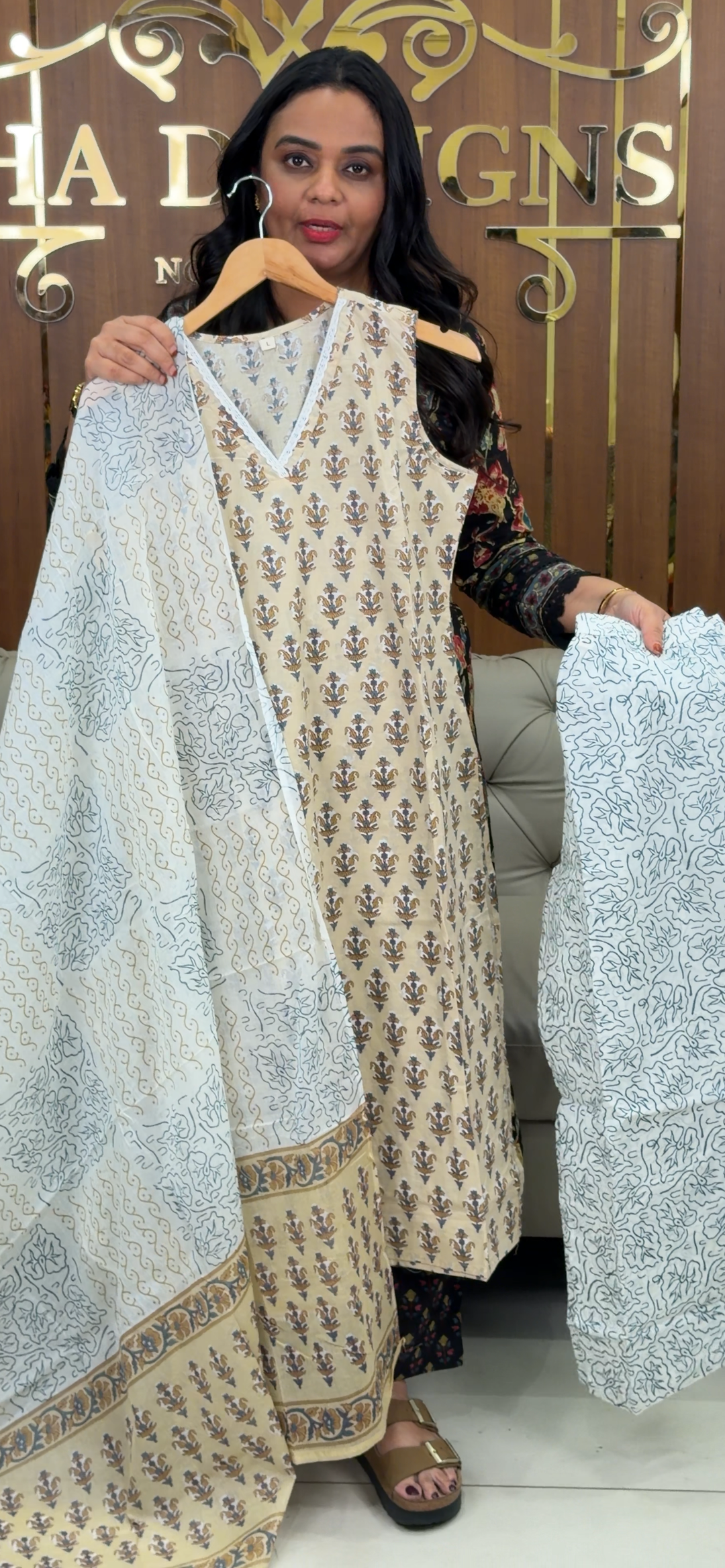 PRINTED COTTON TOP, BOTTOM AND DUPATTA - NUWA - 1084