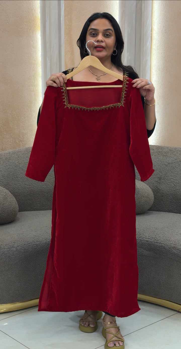 VELVET SLITTED TOPS - NUWA-511