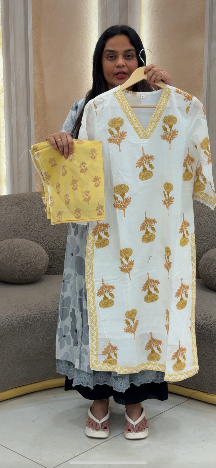 COTTON PRINTED TOP, BOTTOM AND DUPATTA - NUWA - 449