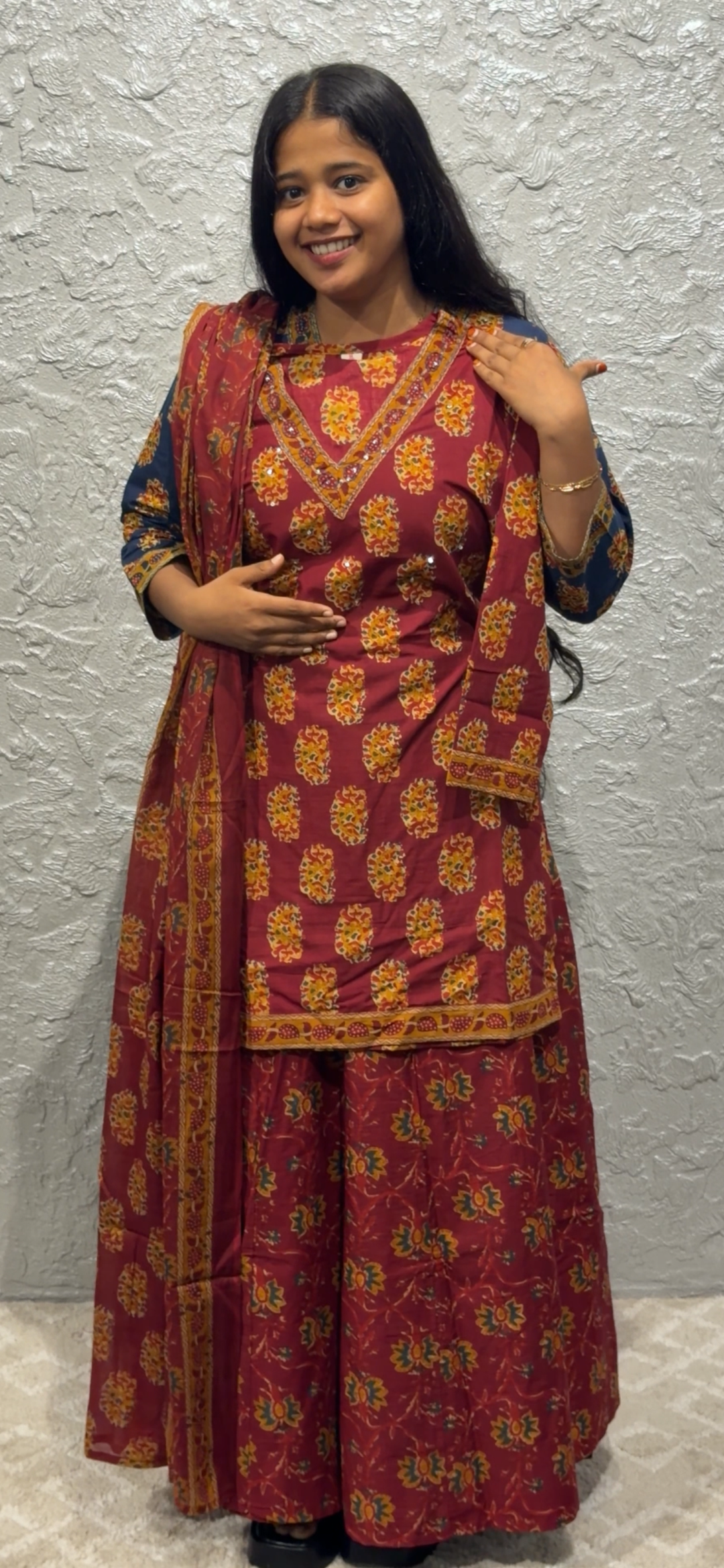PRINTED SHORT TOP, BOTTOM AND DUPATTA - NUWA - 2490