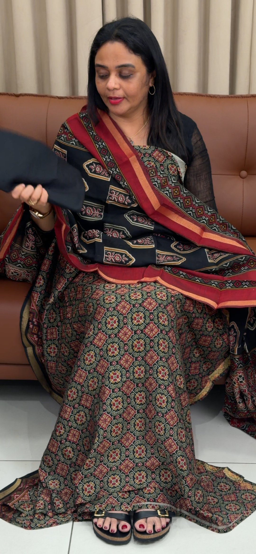 AJRAKH PRINTED UNSTITCHED SALWAR SUITS - NUWA - 1591
