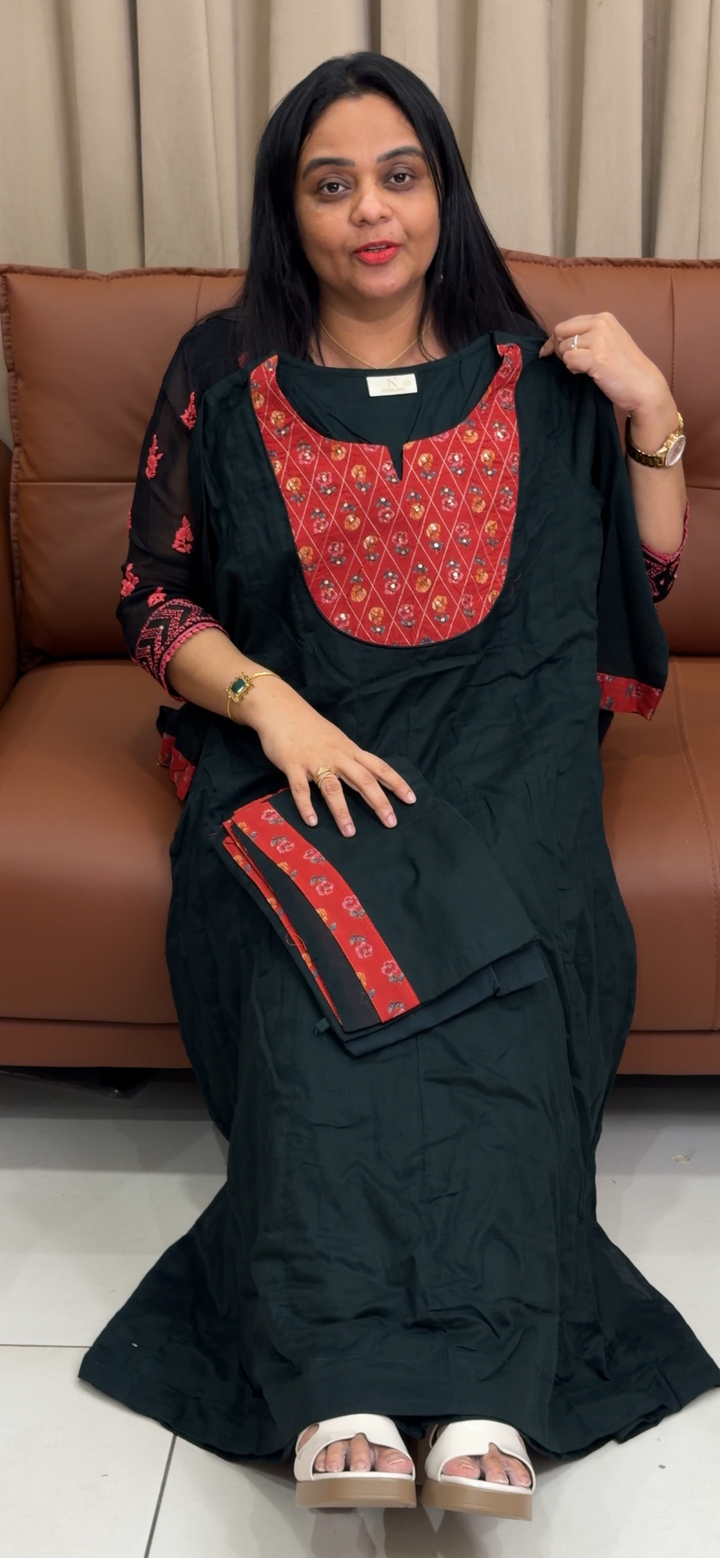 COTTON ANARKALI TOP, BOTTOM AND DUPATTA - NUWA - 2229