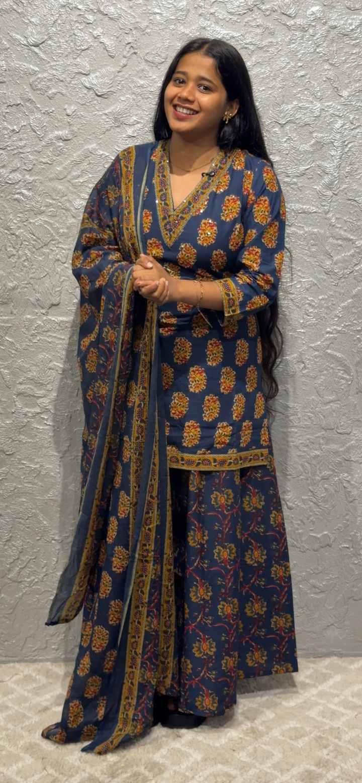 PRINTED SHORT TOP, BOTTOM AND DUPATTA - NUWA - 2490