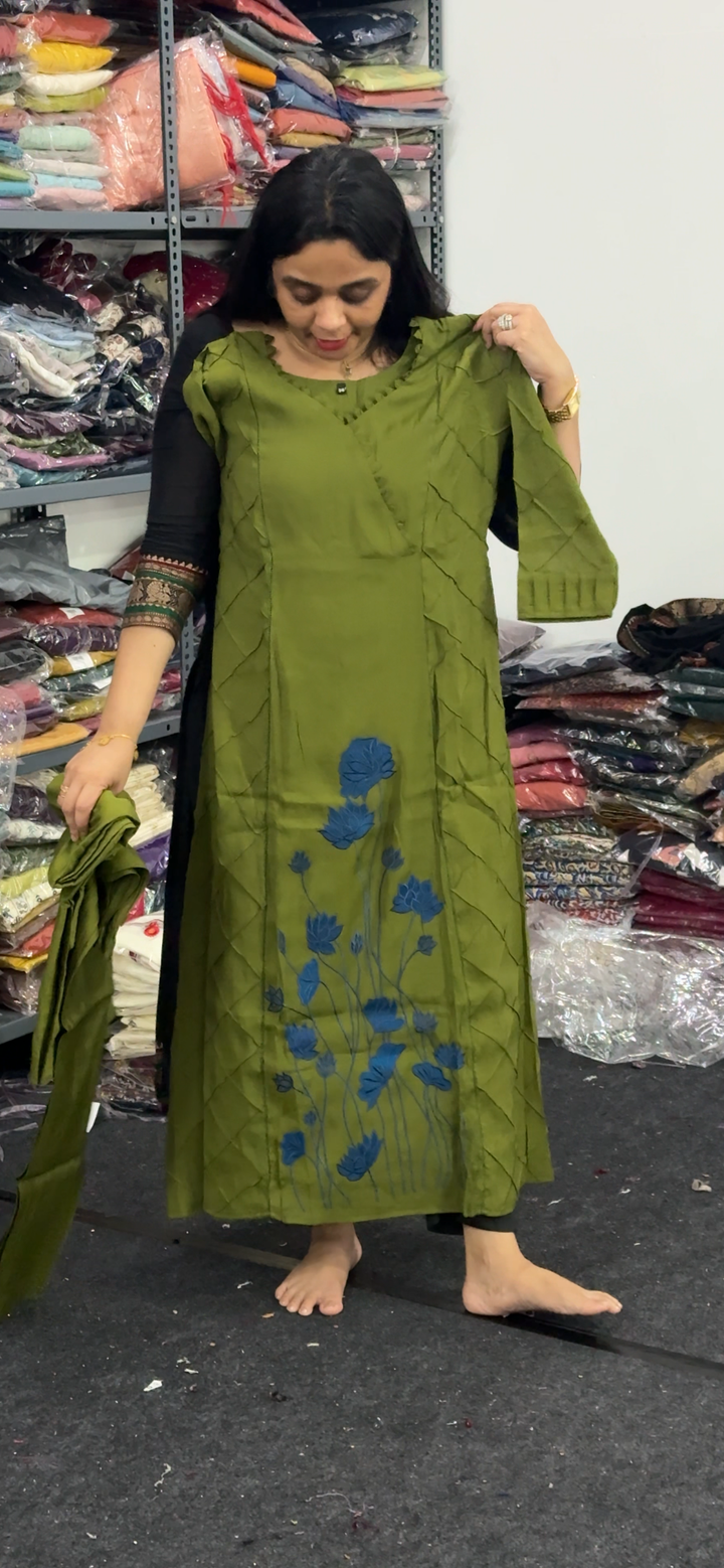 MUL CHANDERI ALINE TOP , BOTTOM AND DUPATTA - NUWA - 2361