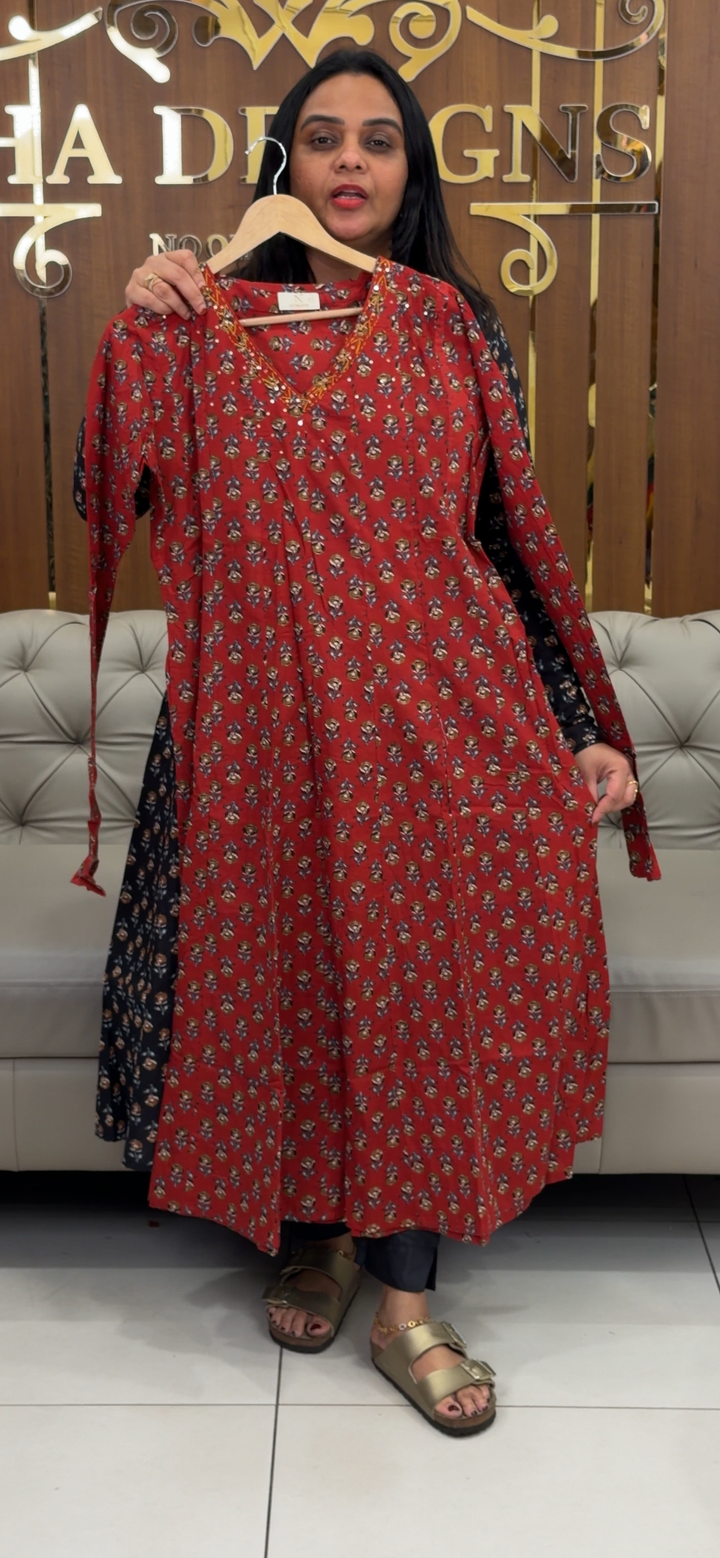 COTTON ANARKALI TOPS - NUWA - 1291
