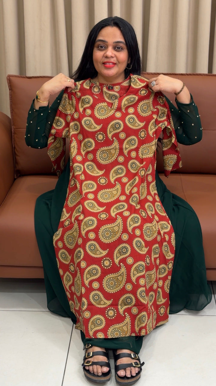COTTON PRINTED ALINE TOPS - NUWA-2116