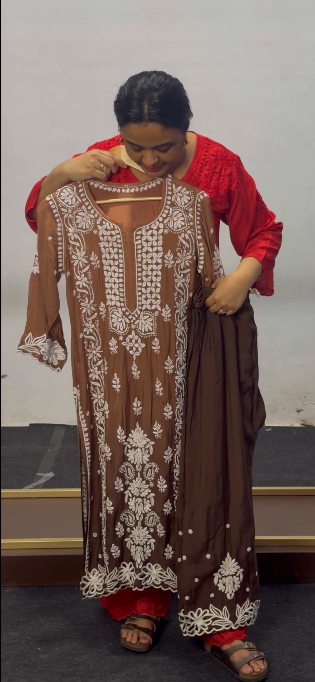 MUSLIN SILK CHIKANKARI TOP AND BOTTOM -  NUWA - 2532
