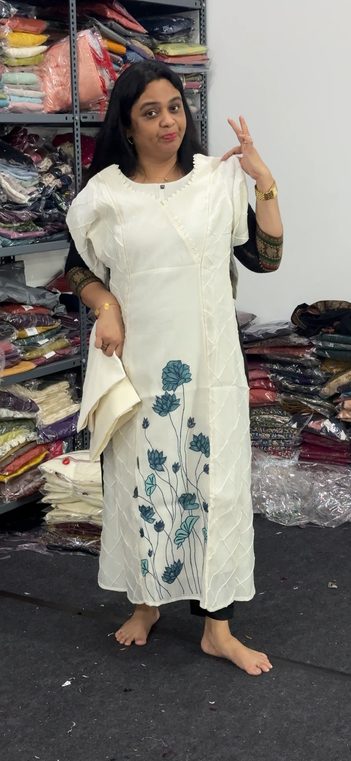 MUL CHANDERI ALINE TOP , BOTTOM AND DUPATTA - NUWA - 2361