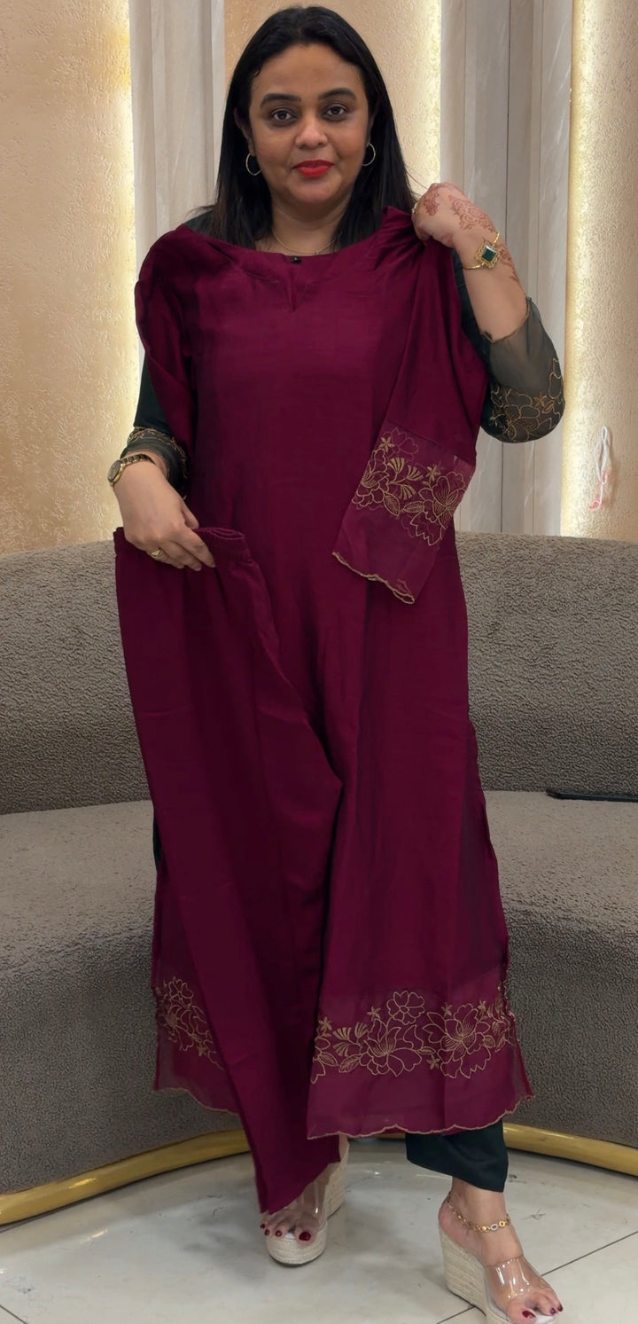 SEMI RAW SILK CO-ORDS SETS - NUWA-1235