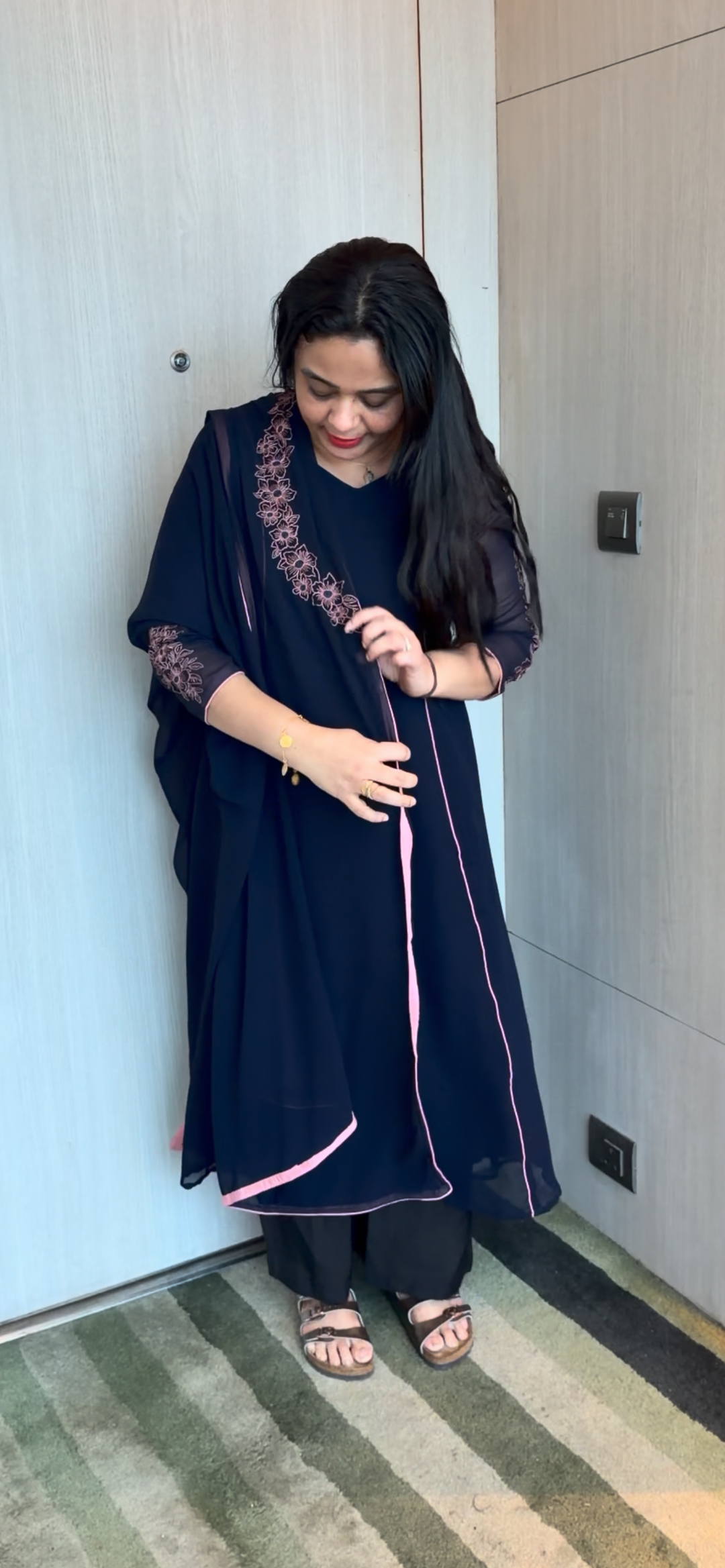 IN-HOUSE FAUX GEORGETTE SLITTED TOP AND DUPATTA - NUWA - 2278