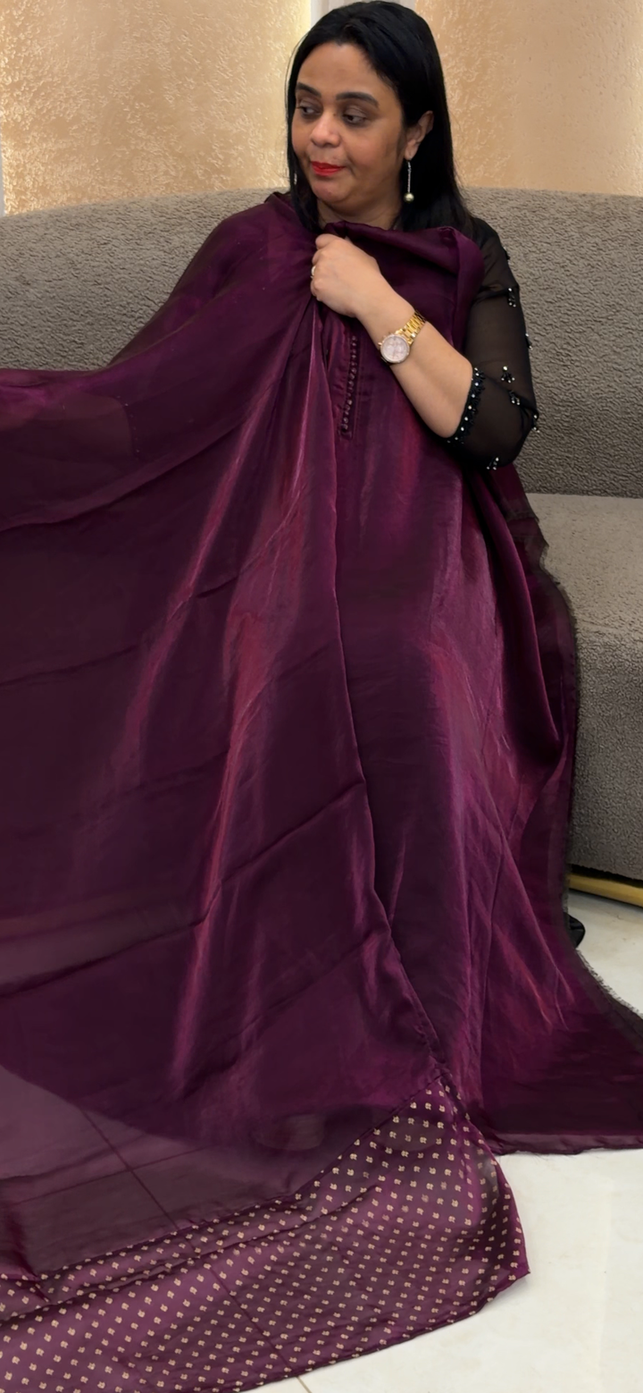 VELVET ORGANZA UNSTITCHED SALWAR SUITS - NUWA - 2282