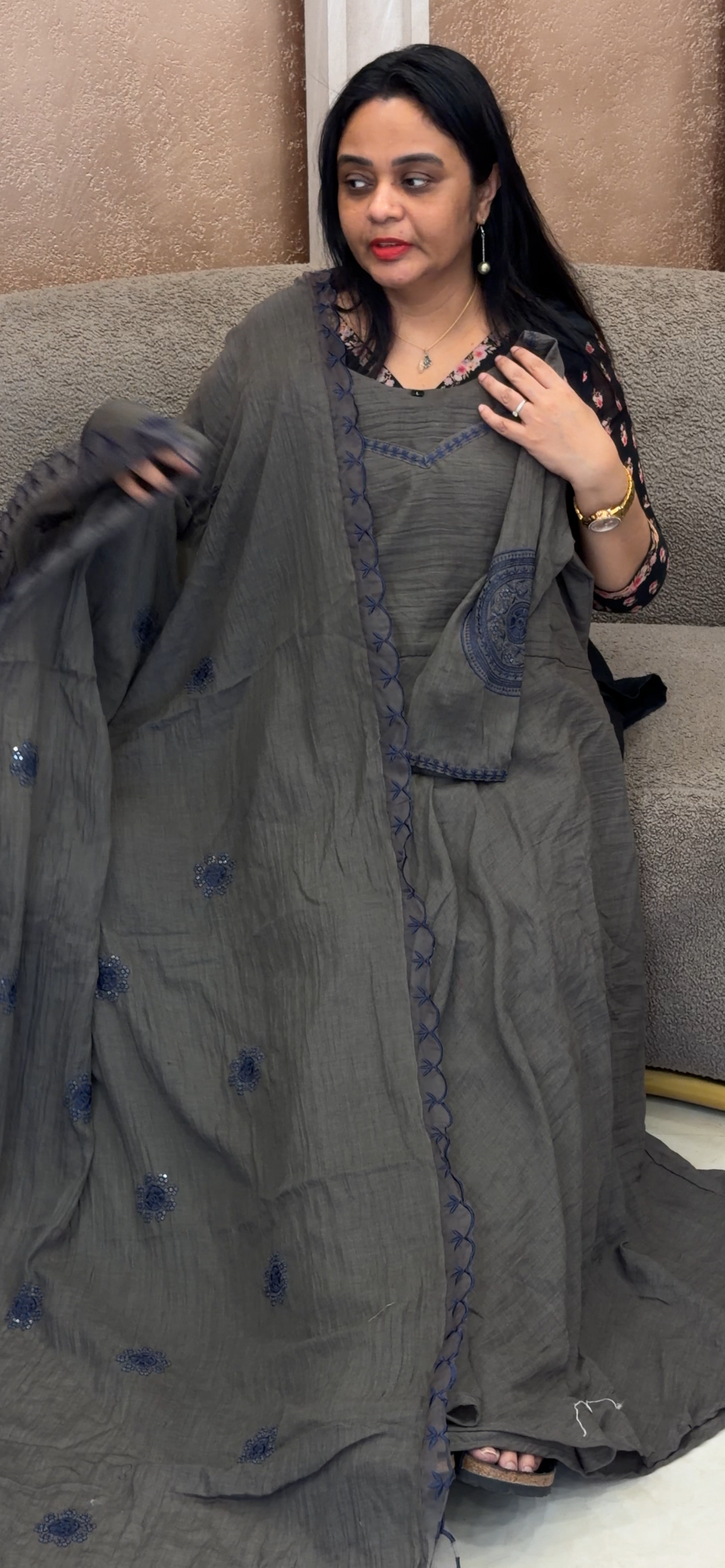 MUL CHANDERI TOP AND DUPATTA - NUWA - 2247