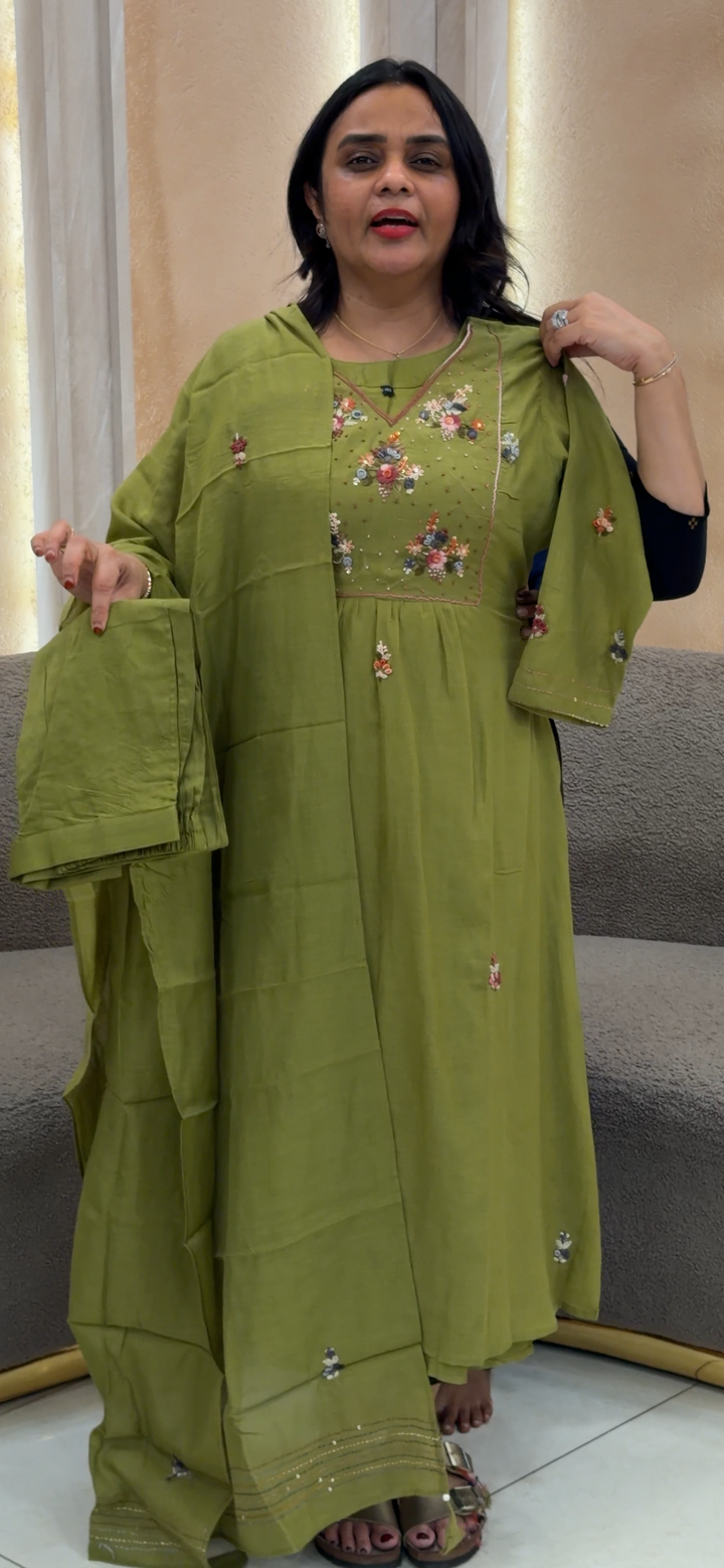 MUL CHANDERI TOP, BOTTOM AND DUPATTA - NUWA - 892