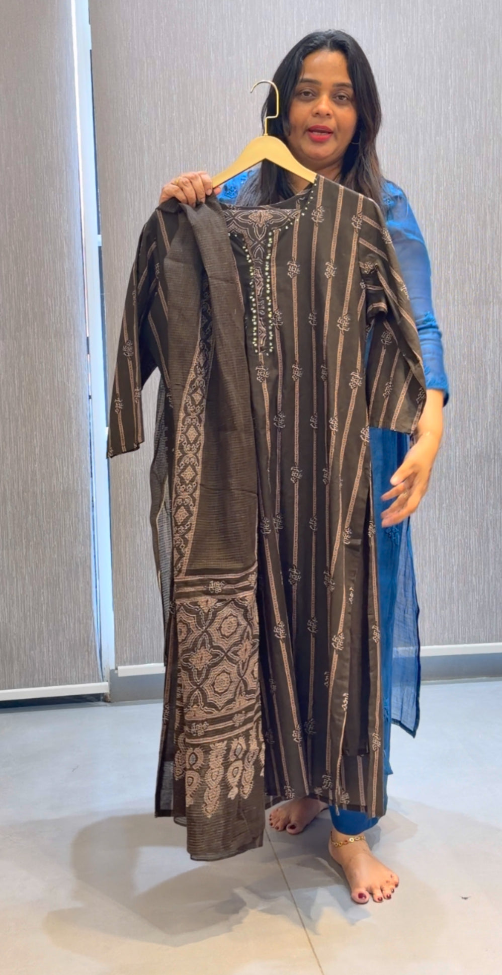 PRINTED COTTON TOP, BOTTOM AND DUPATTA - NUWA-291